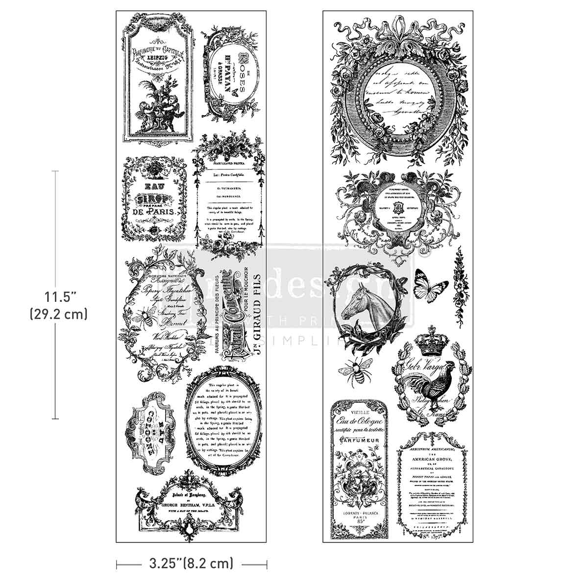 Redesign Luxe Transfers – "Romance en Fleur" 8,2x29,2 xm 2 fogli