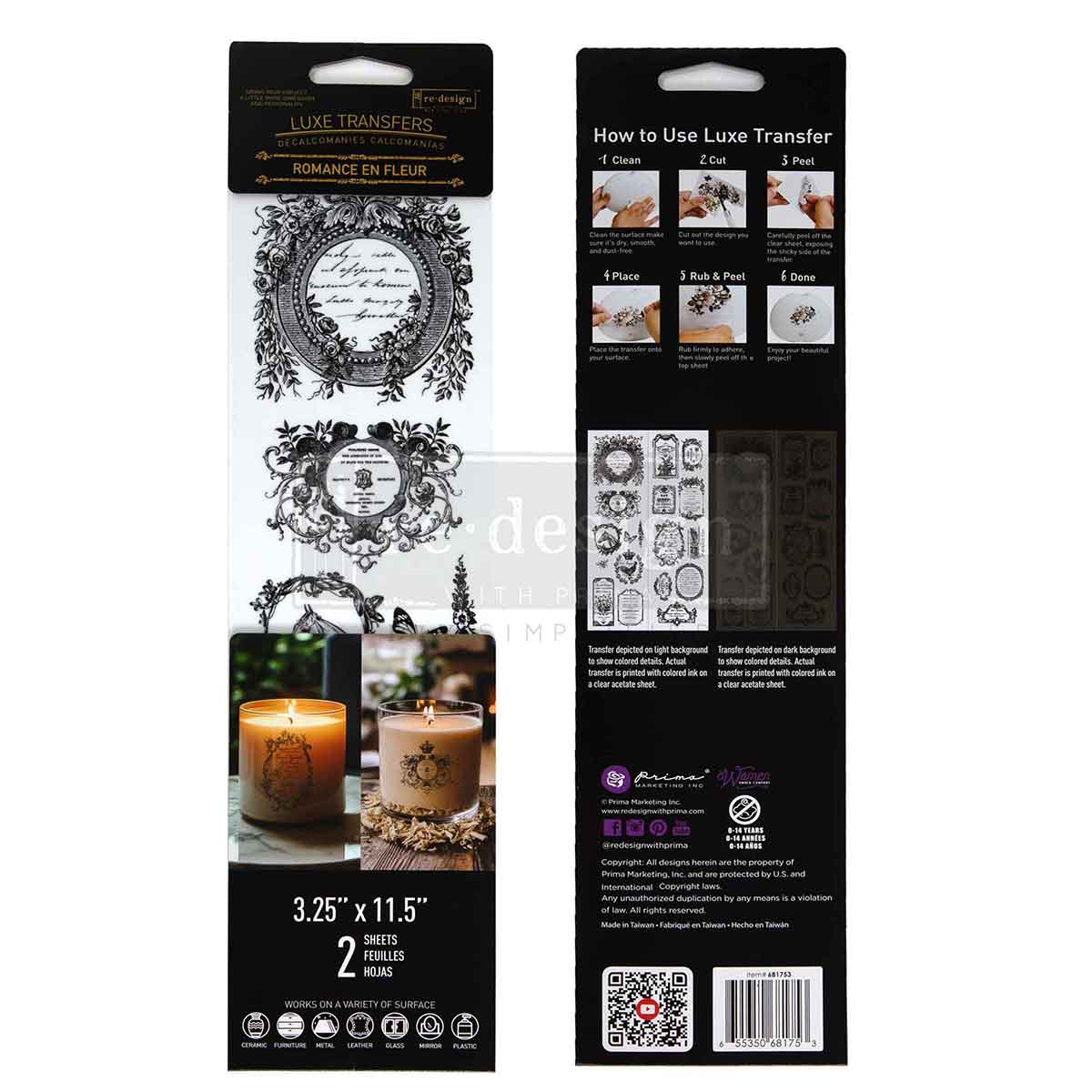 Redesign Luxe Transfers – "Romance en Fleur" 8,2x29,2 xm 2 fogli - Image 4