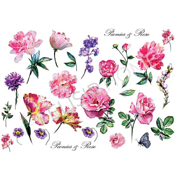 Stampa Trasferibile "PRIMAVERA, PEONIES & ROSE" 28X40 cm - Image 2