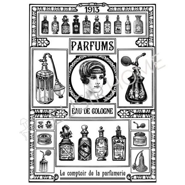Stampa Trasferibile "VINTAGE, PARFUMS" 28x40 cm - Image 2
