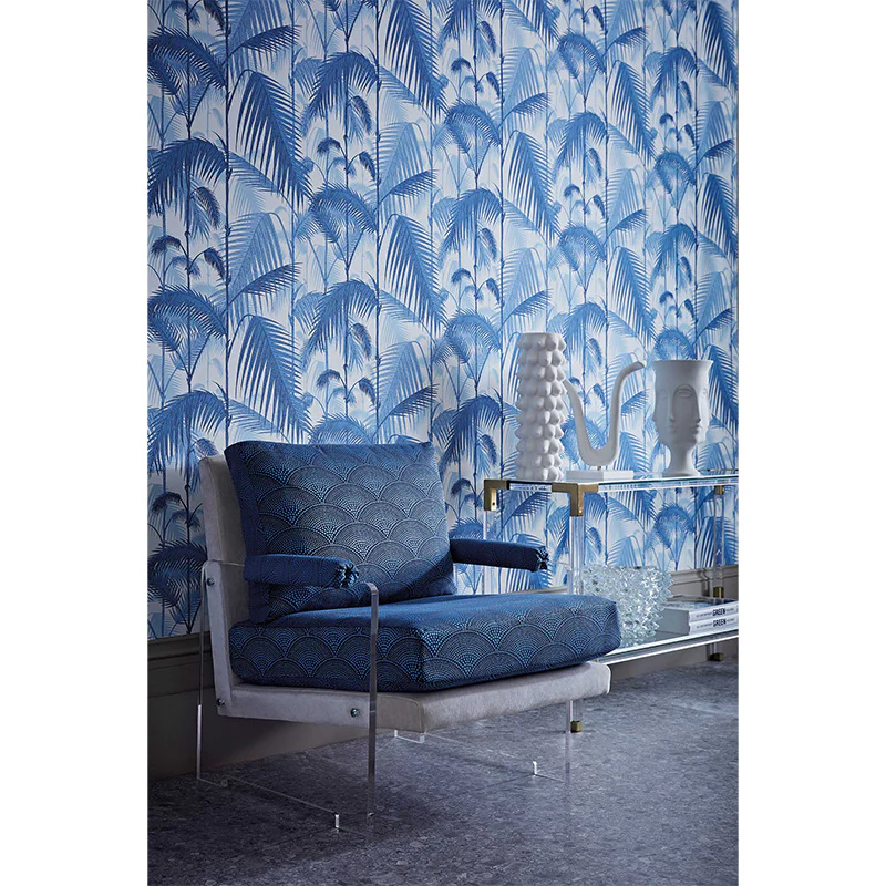 TESSUTO "Feather Fan Jacquard Hyacinth on Charcoal" - The Contemporary - Cole & Son - Image 3