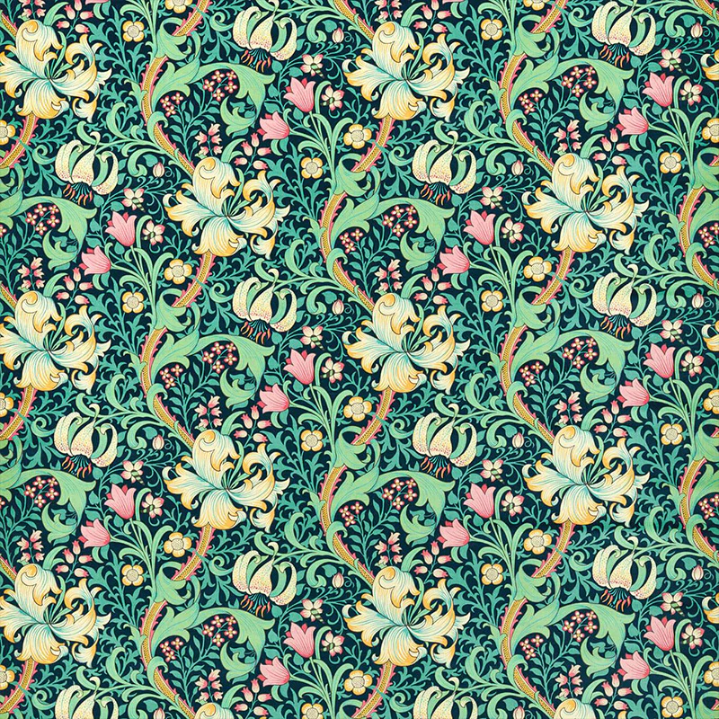 TESSUTO "GOLDEN LILY VELVET GALACTIC INK" - Morris & Co. - Sanderson