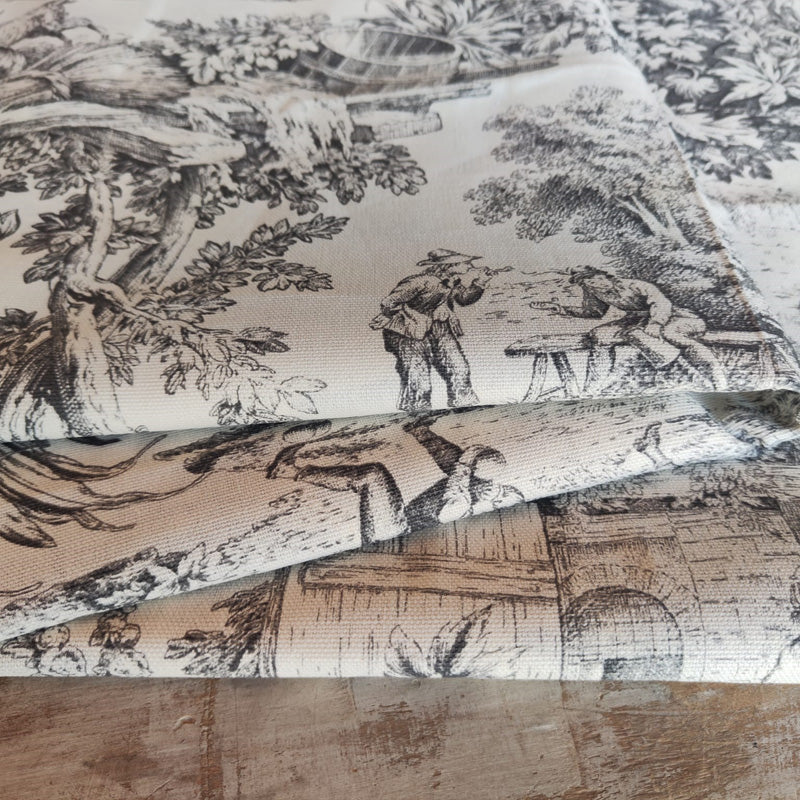 Tessuto in Cotone – Toile de Jouy – Antracite – al metro - Image 3