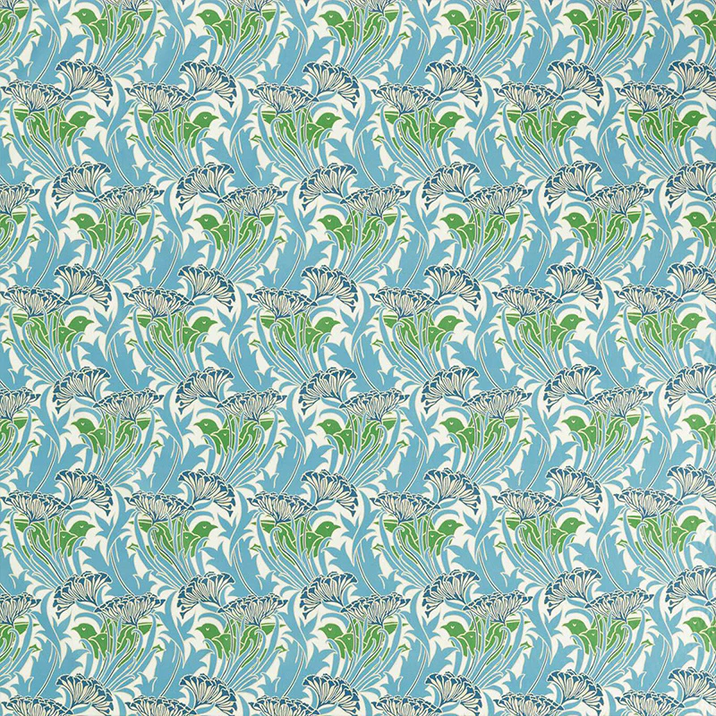 TESSUTO "LACEFLOWER GARDEN GREEN/LAGOON" - Morris & Co. - Sanderson
