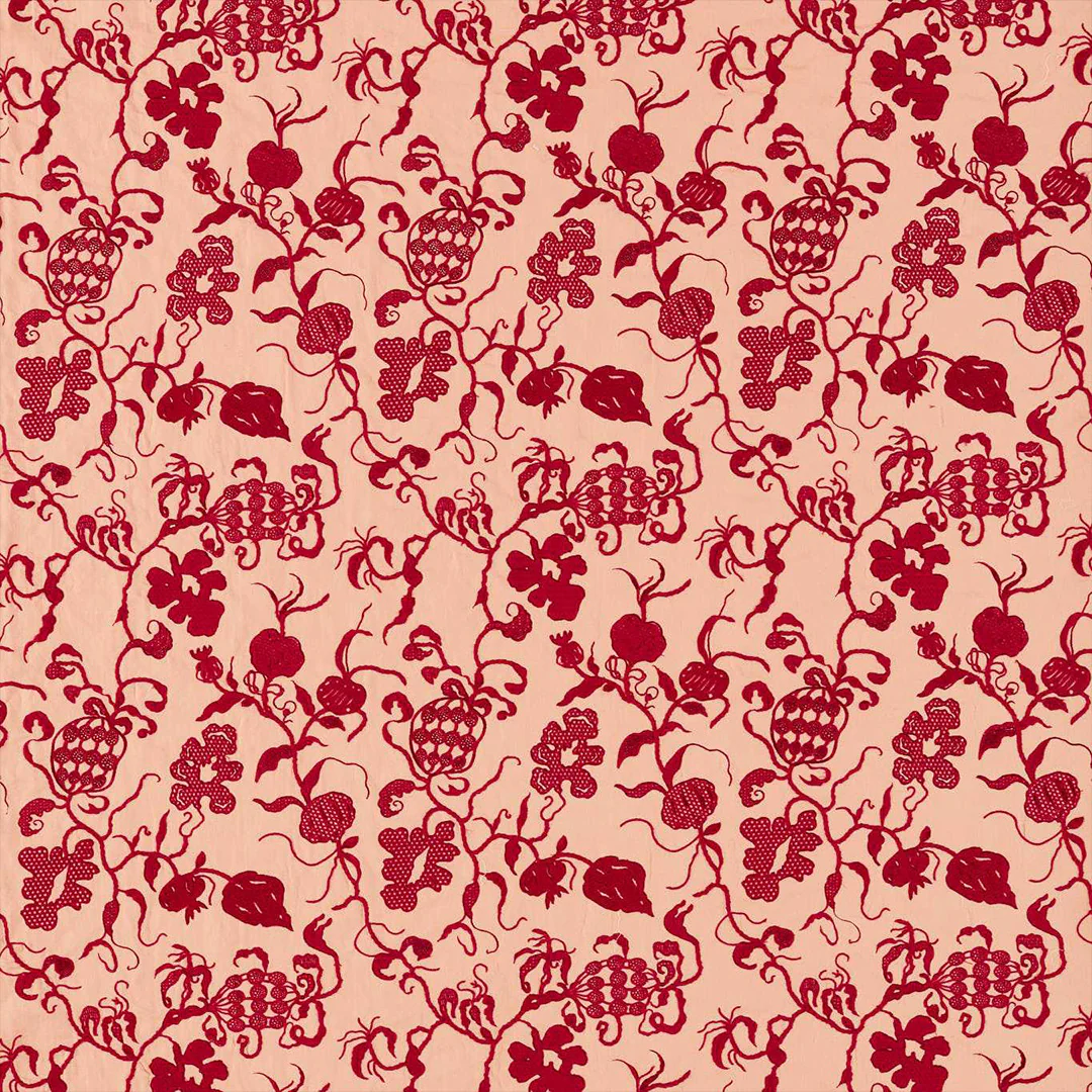 TESSUTO "MYDSOMMER PICKINGS SMOG CONCH/MADDER" - Giles Deacon - SANDERSON