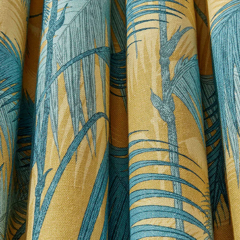 TESSUTO "Palm Jungle Linen Union Ochre & Petrol" - The Contemporary - Cole & Son - Image 2