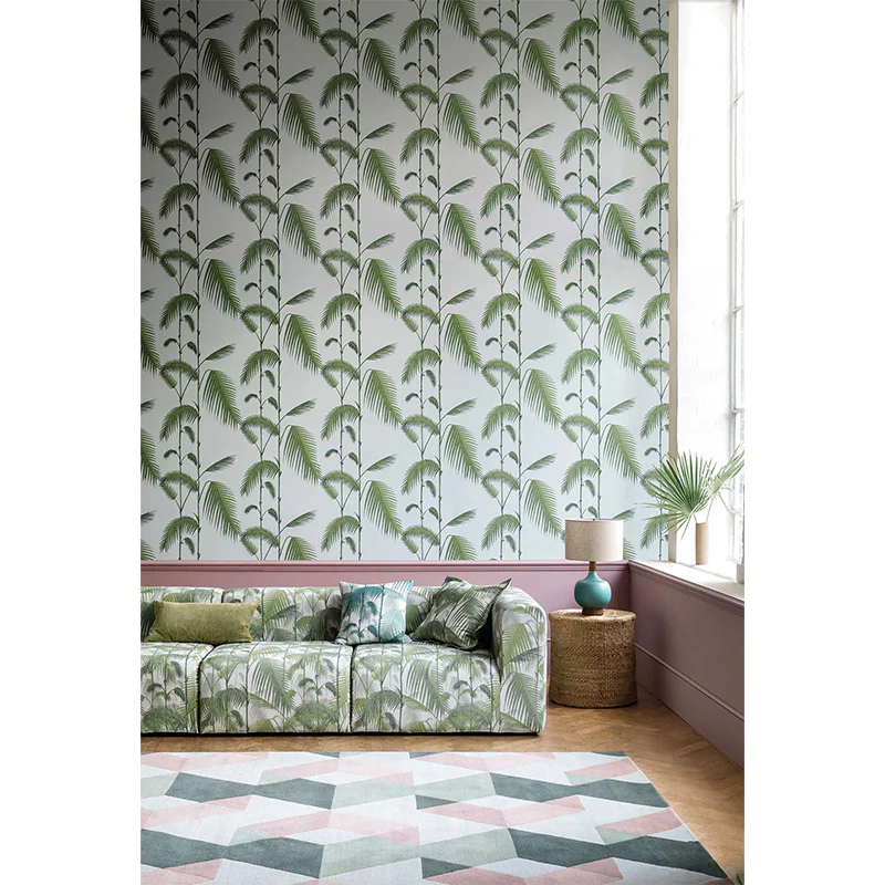 TESSUTO "Palm Jungle Linen Union Olive Green on White" - The Contemporary - Cole & Son - Image 3