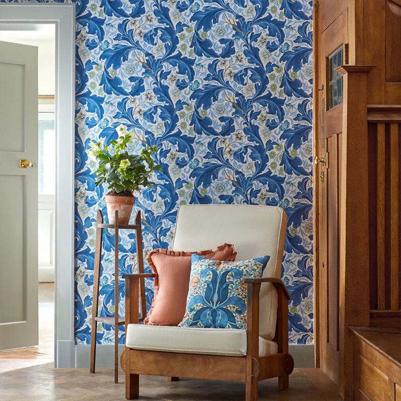 TESSUTO "PIMPERNEL PARADISE BLUE/PEACH" - Morris & Co. - Sanderson - Image 2