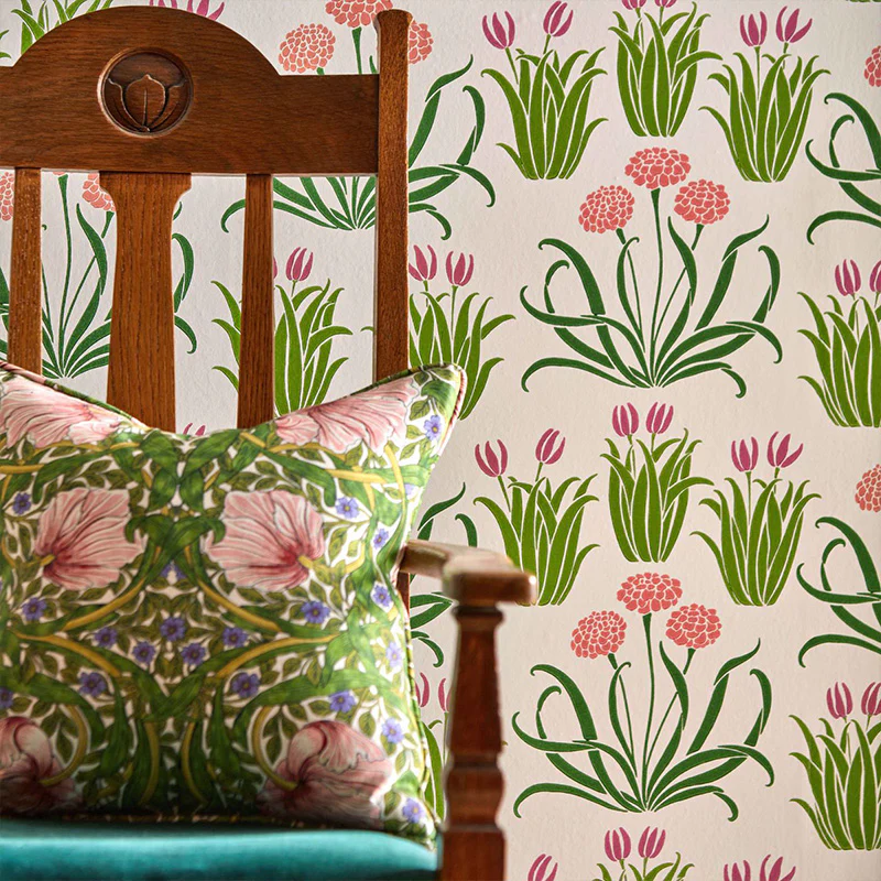 TESSUTO "PIMPERNEL SAP GREEN/STRAWBERRY" - Morris & Co. - Sanderson - Image 2