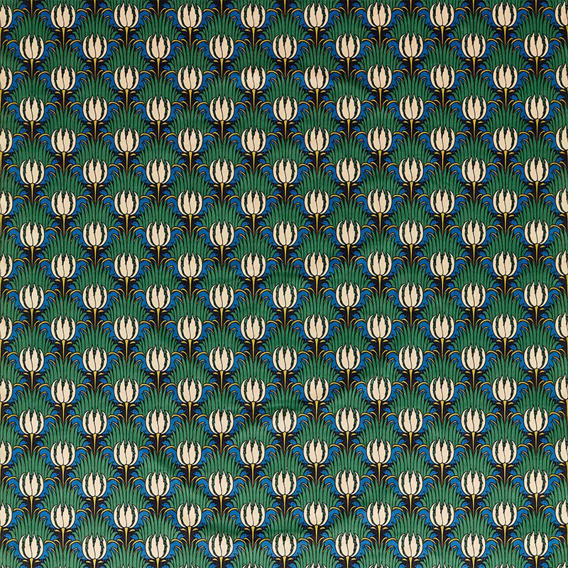 TESSUTO "TULIP & BIRD GOBLIN GREEN & RAVEN" - Morris & Co. - Sanderson