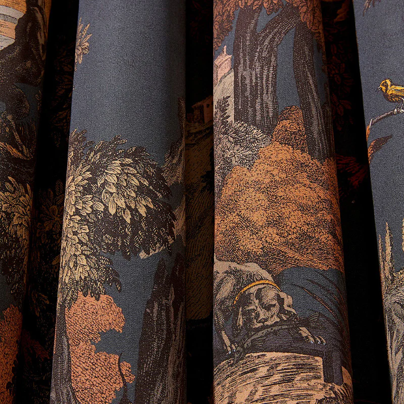 TESSUTO "Versailles Grand Cotton Ginger on Charcoal" - The Contemporary - Cole & Son - Image 2