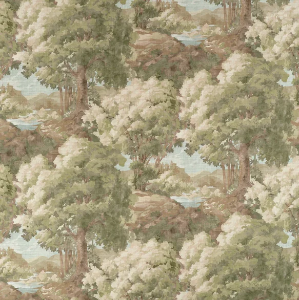 TESSUTO  "Woodland Clearing Verde" boxwood | THIBAUT