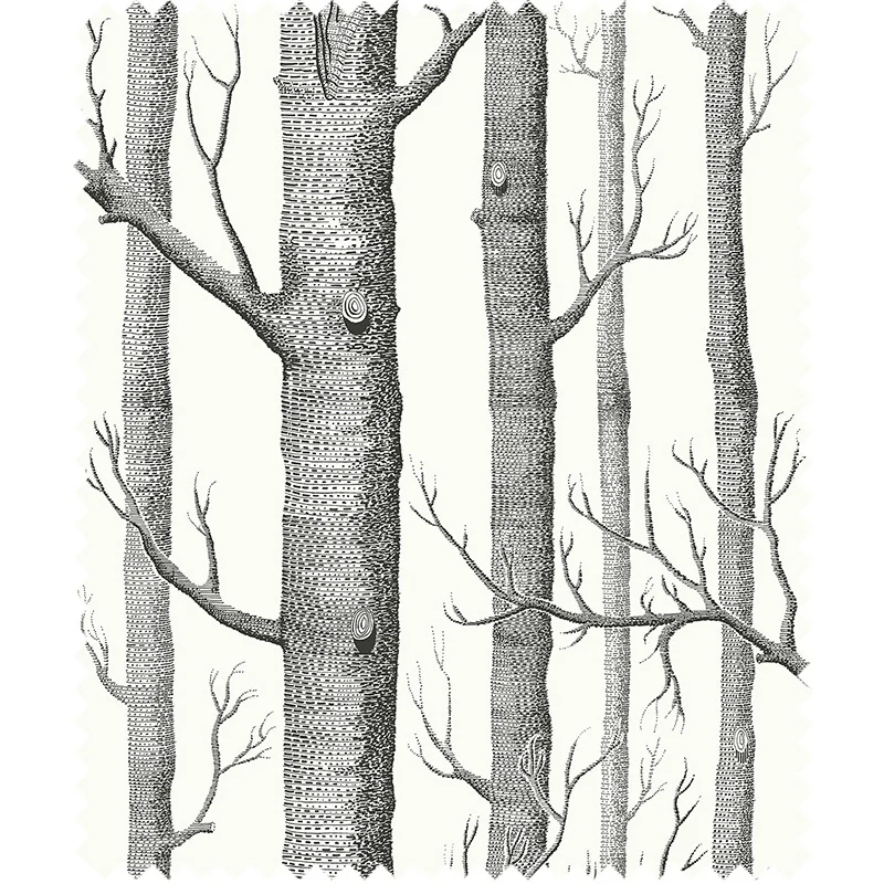 TESSUTO "Woods Linen Union Black on White" - The Contemporary - Cole & Son